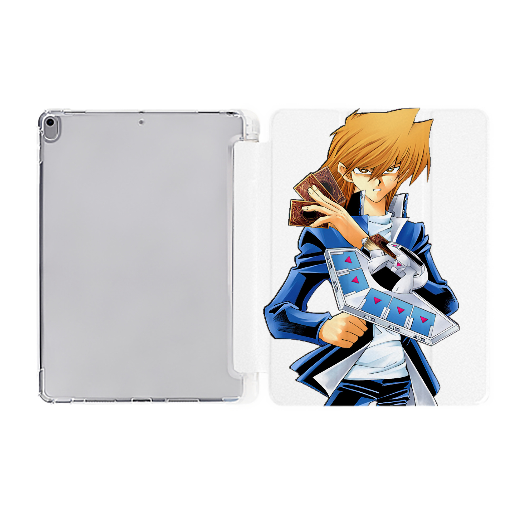 （画像用） 遊☆戯☆王 Yu-Gi-Oh! IPad ケース ペン収納付き 三つ折りスタンド PUレザー×シリコン 対応機種9.5/10.5/10.9インチ